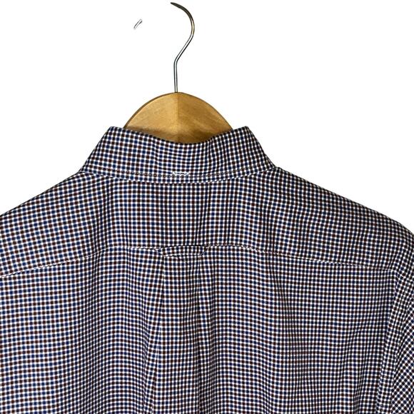 Facconable Classique Houndstooth Plaid Short Sleeve Button Down Shirt Men's M - Picture 10 of 11